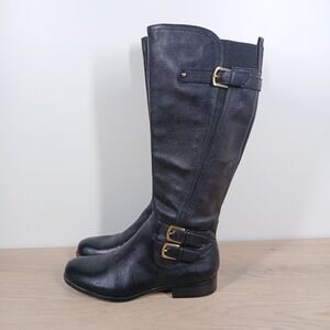 Naturalizer Jenson Boots Women 8.5 Black Leather Riding Classic Equestrian